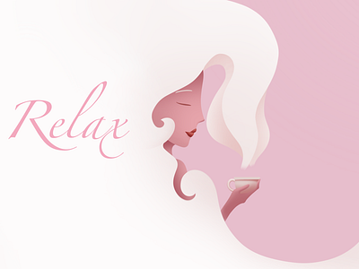 Relax coffee illustration pink relax simplistic warm