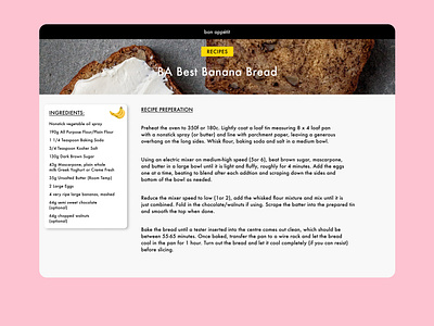 Bon Appetit Banana Bread Recipe Card