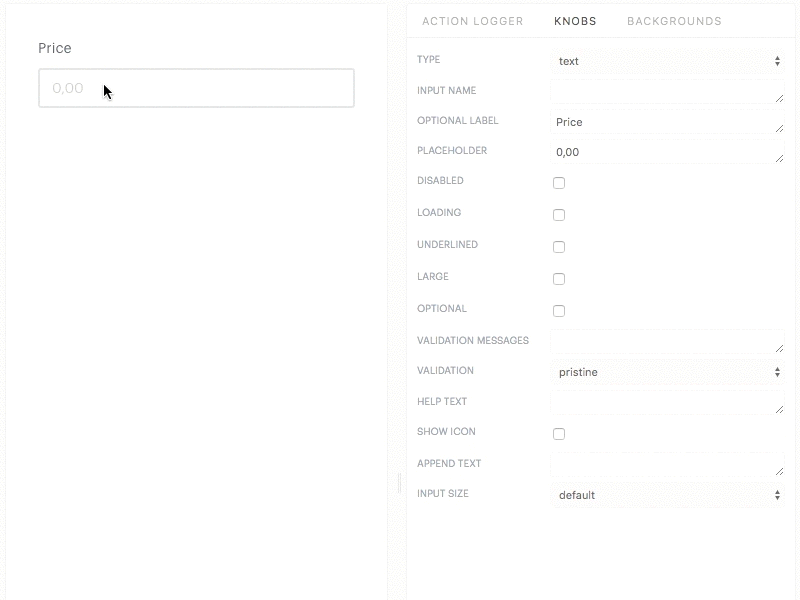 React input component component design system form input react storybook ui