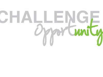 Challenge Opport*unity* gray green presentation slide type typography