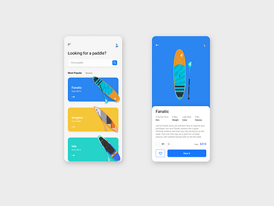 Stand Up Paddle - UI design cardui clean concept illustration mobile outdoor paddle super ui uidaily uidesign uidesigner uiux watergame