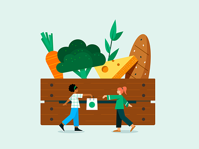 Replate - Total Pounds Recovered bread cheese community crate donation food food insecority food waste giving illustration produce takeout vector vegetables