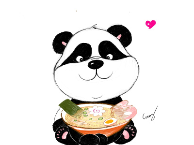 Panda with Ramen applepencil illustration ipadpro