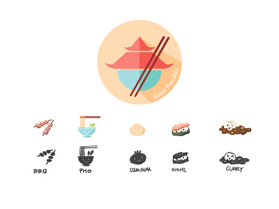 Asian Foodies App Logo & Icon Set food app logo design ux ui