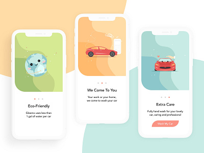 Gleamo- Mobile Carwash App Onboarding Pages