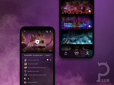 PLUR Music Festival Video App 🤘 concept logo design mobile app design music app sketch app ux ui video app