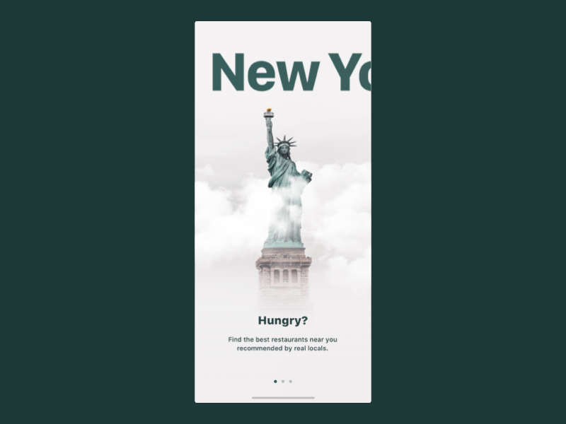 Onboarding Parallax Flow – NYC Guide animation app clouds design drag flow interaction design ios micro interaction new york onboarding parallax principle statue of liberty ux ux ui design