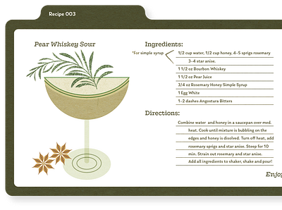 Drink Recipe Card 003 illustration packaging recipe recipe card recipe design whiskey