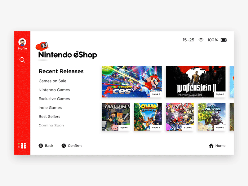 New UI Concept of Nintendo Switch eShop animation app console design game game design gaming interface nintendo switch ui ux