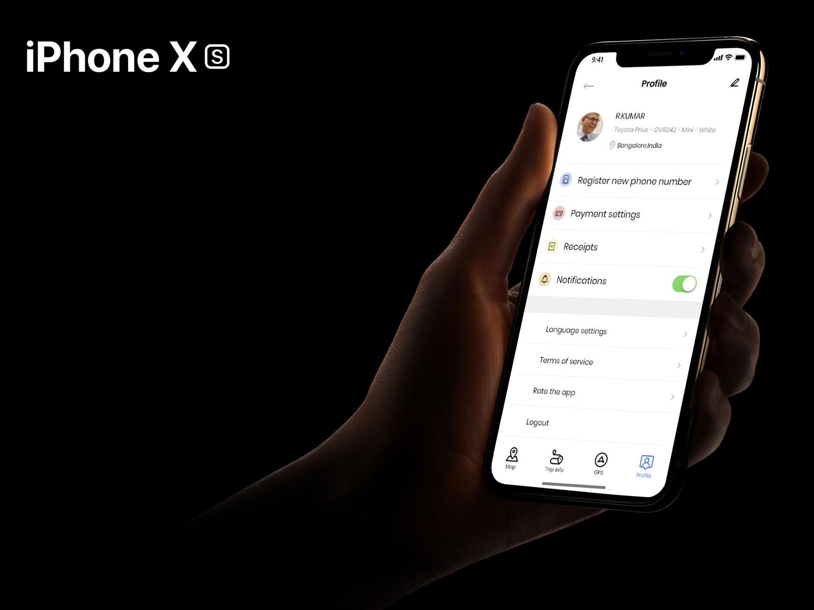 Iphone Xs On Hand Mockup : UI notification icon design ui payment receipt user profile color clean