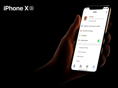 Iphone Xs On Hand Mockup : UI clean color design icon notification payment receipt ui user profile