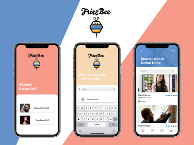 FrizzBee - Haircutters on demand app design design flyer design illustration logo ui ux