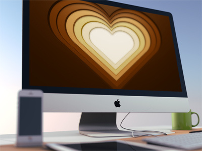 Heart background brown display envato graphicriver heart icon mac mock up mockup monitor wallpaper