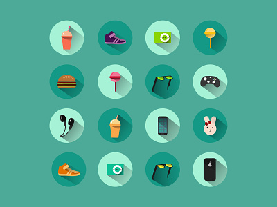 Set of objects flat desig icons material design