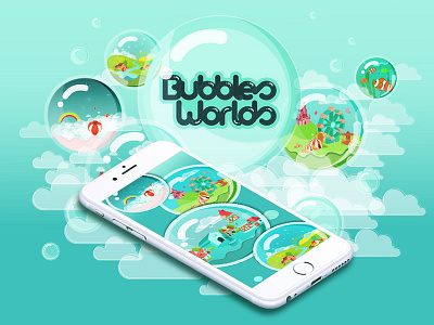 Bubbles Worlds mobile game :) colors flat desig illistration mobile game