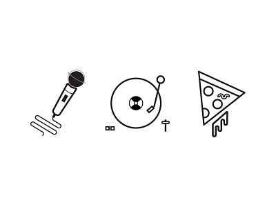 Pizza Jamz Icons design iconography icons illustration jamz linework microphone pizza player record style thin