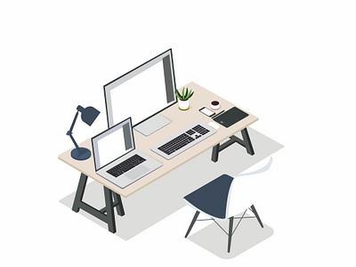 Isometric workspace illustration illustrator isometric isometric design isometric illustration