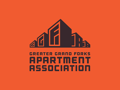 Greater Grand Forks Apartment Association acronym apartment apartments association brown buildings design forks grand graphic logo orange