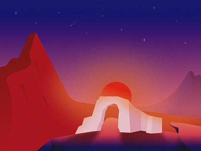 Red Sunset camp design full moon illustration naturel night red star sunset