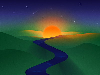 Sunset design graphic illustration naturel night star sun sunset