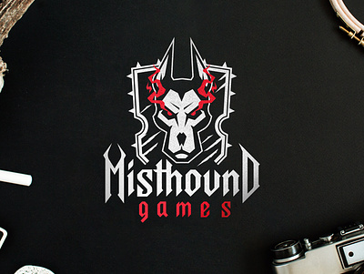Misthound Games logo design agressive branding dog flat fonts game studio graphicdesign hard hound identity illustration lettering logo logodesign minimalistic typography video games videogame