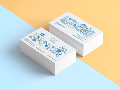 Get Servers business card design blue business card flat graphic design hosting illustration programing servers technologies web yellow