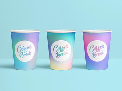 Holographic coffee cups blue coffee colorful cup flat gradient hologram holographic pastel purple rainbow smooth
