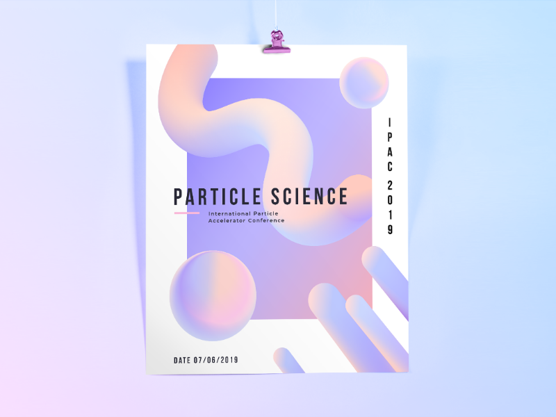 Science conference poster minimalistic monimalism smooth particles shapes flat purple pink poster science abstract hologram conference holographic