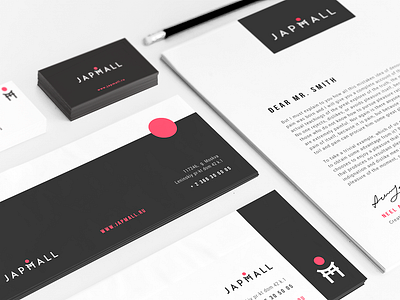 Identity design for Japmall Online-Shop asian beauty black busines card contrast corporate brand identity corporate branding cosmetic e commerce flat identity japan korean letterhead market minimalistic online shop polygraphy red shop