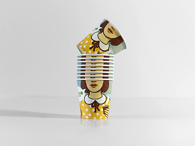Paper Cups for Cafe Loveat | Mamastudio collab adobe photoshop branding design digital illustration packaging packagingdesign paper cup pixel art