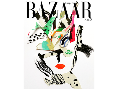 Harper's Bazaar birthday cover collage collage art fashion fashion illustration fashion magazine illustration magazine illustration polish illustration portait press illustration