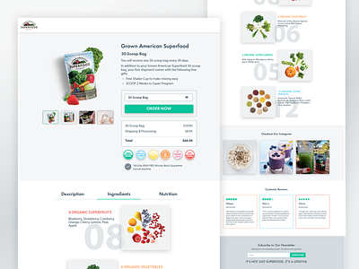 Superfood Product Detail Page design ecommerce fruits landing page design superfood ui ui design veggies