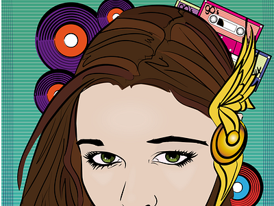 90's Chick Comic Face 90s cassettes comic design illustration just for fun music records