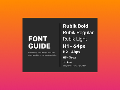 Font Guide for Personal Portfolio Site designer figma font guide front end development portfolio rubik