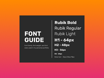 Font Guide for Personal Portfolio Site