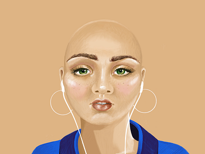 Green eyes and headphones fashion headphones illustration modern culture portrait procreate style woman