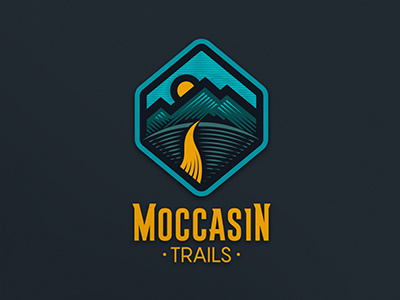 Moccasin Trails branding design hatching health hiking illustration lettering logo moccasin mountains path trails typography wellbeing