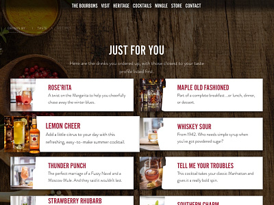 Four Roses Cocktails bourbon cocktails drinks site web design website