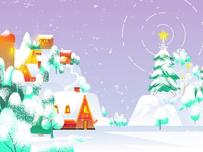 Christmas Music background art christmas music holiday illustration illustrator photoshop pine tree small town snow
