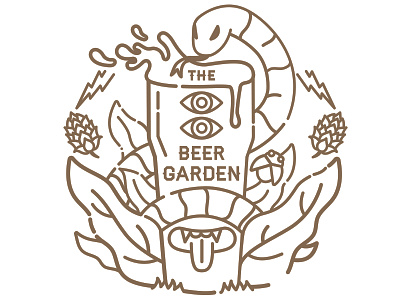 The Beer Garden beer branding design illustration line art