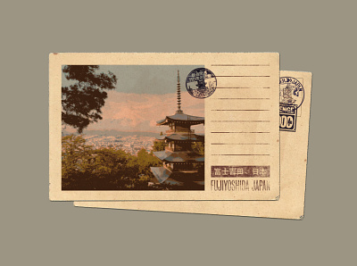 Japan Postcard design dribbbleweeklywarmup illustration japan postcard