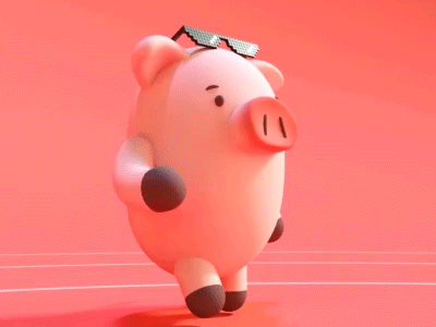 Happy Coral Pig 3d animation characterdesign coral dancer happy helixd illustration motiongraphics pig