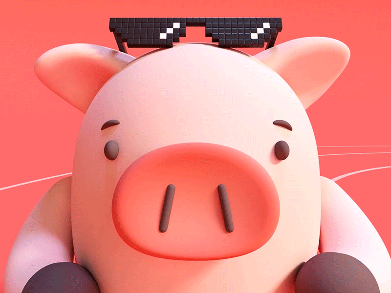 Happy Coral Pig 3d animation characterdesign coral graphicdesign helixd illustration motiongraphics pig runner