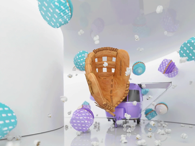 SBS Channel Ident 30th Anniversary 2020 Baseball D2 3d 3dsmax animation anniversary baseball branding car caravan channel cupcake glove graphicdesign helixd identity motiongraphics object popcorn space vray