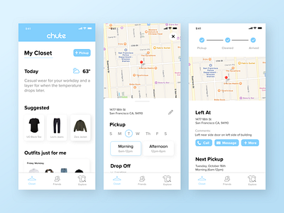 Chute Redesign app branding discovery mock ups sketch ui