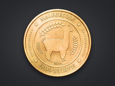 A gold malegecoin alpaca coin gold mud horse realistic wheat