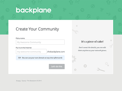 Backplane - Create Network community social network wizard