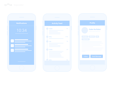 Topcoder Connect — Feature Previews sketch ui wireframes