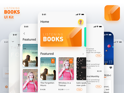 Listening Books UI Kit. adobe xd app books design invision studio sketch