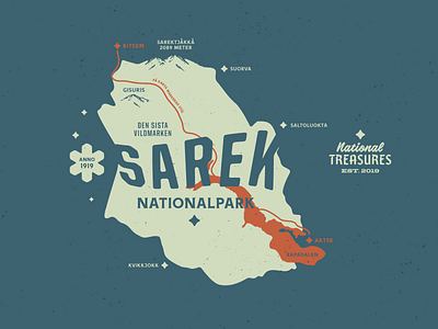 National Treasures - Sarek Nationalpark (Map Mode) illustration national park national treasures sarek sweden